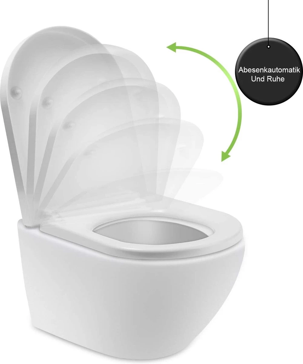 Merkloos WC Bril -Toiletbril - Quick - Release Functie - Soft Closed - Marmer - Afbeelding 4