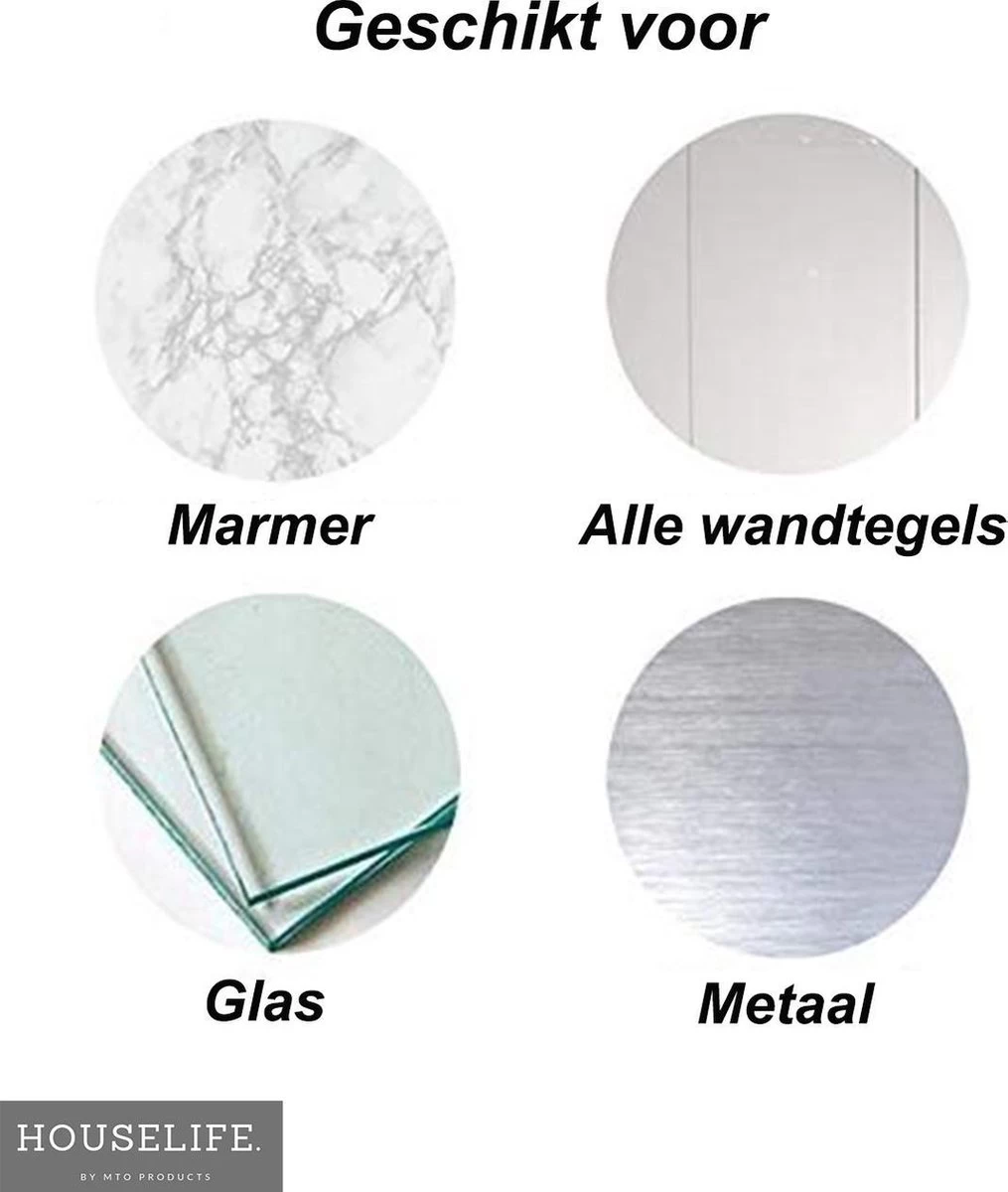 Doucherek Zonder Boren - RVS - Zelfklevend Doucherekje - Hangend – Hoek – Inclusief 2 Muurstickers - Afbeelding 9