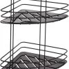 Merkloos Zwart Hoek Badkamerrekje/doucherekje 2-laags 23 Cm - Badkameraccessoires - Shampoo/zeep Rekje/houder