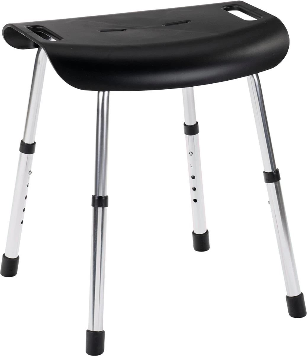 Luxe Design Douchekruk Met Handige Handgrepen - Zwart - In Hoogte Verstelbaar - Douchezitje - Douchestoel