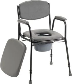 In Hoogte Verstelbare Toiletstoel / Postoel / WC Stoel Met Zachte Zitting. Tot 130 Kg Belastbaar.