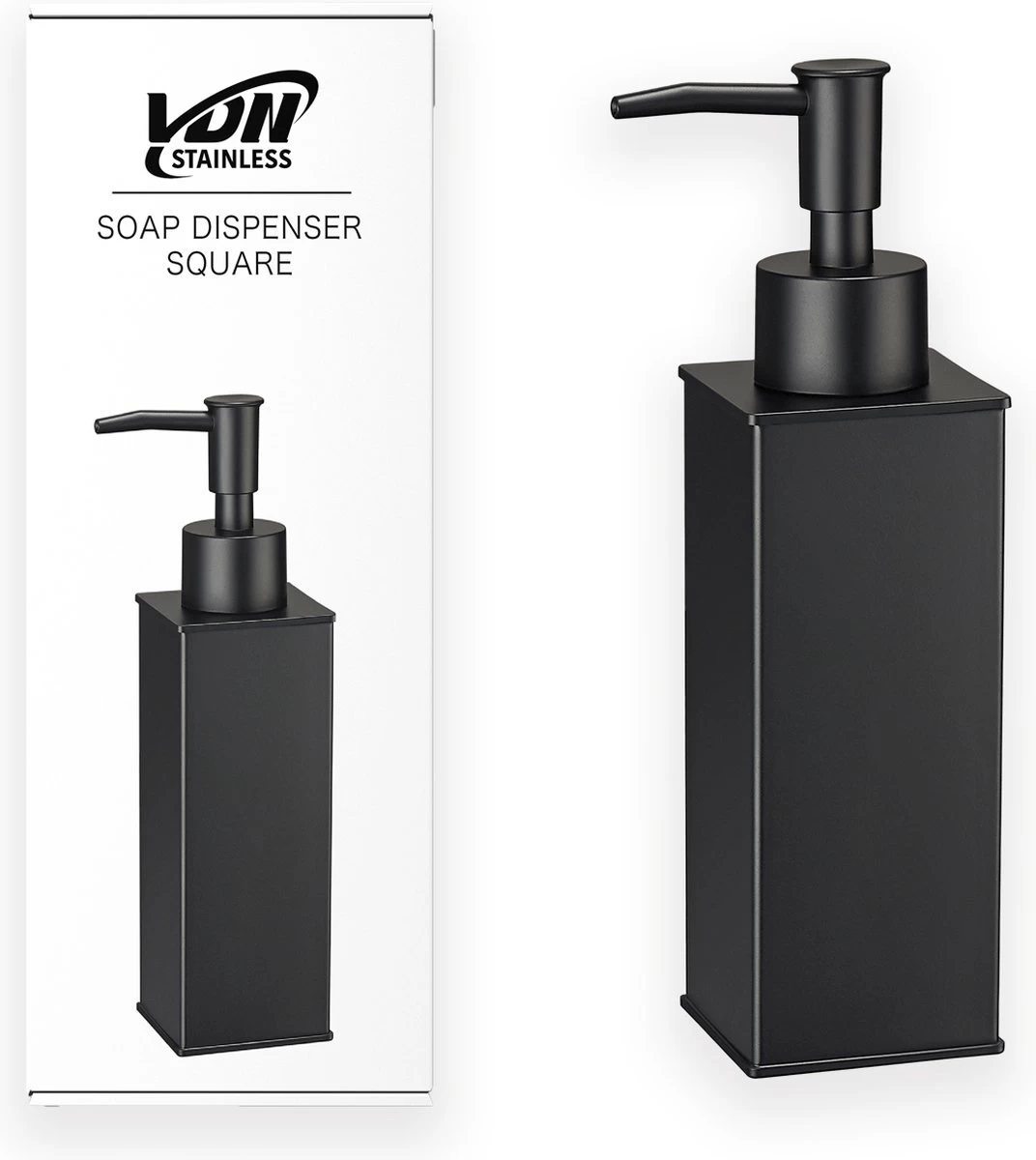 VDN Stainless Zeeppompje - Zeepdispenser - Zeeppompje Vrijstaand - Zwart - Vierkant - RVS - Afbeelding 7
