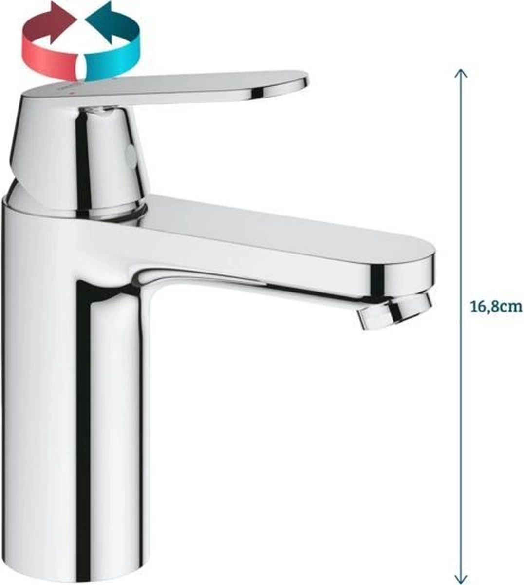 GROHE Eurosmart Cosmopolitan Wastafelkraan - Met EcoJoy - Zonder Waste - Chroom - 2339800E - Afbeelding 4