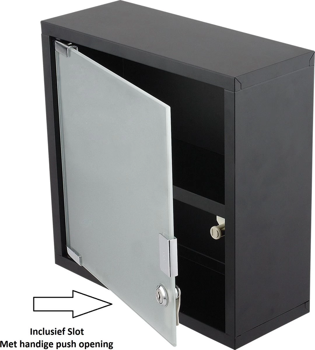 Differnz Badkamerkast Met Slot - Badkamerkastje Zwart - Medicijnkastje - 30 X 30 X 12 Cm Opbergkast - Kubuskast