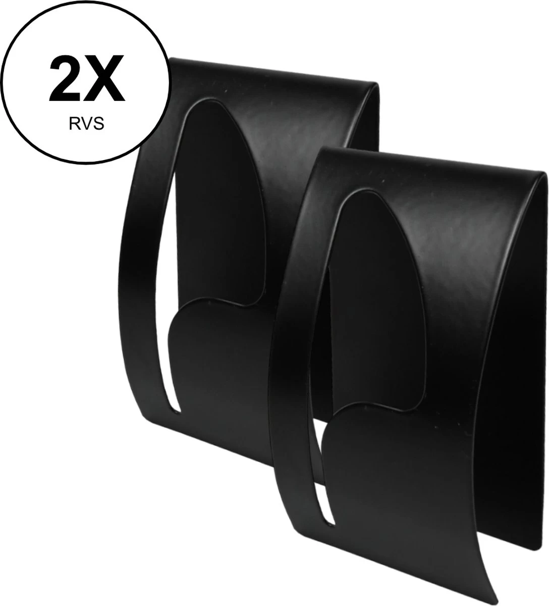 2x PD® - Handdoekhaakjes RVS Zwart - Handdoekhouder - Theedoek Haakje - Zelfklevend - RVS - Zonder Boren - Badkamer Geschikt