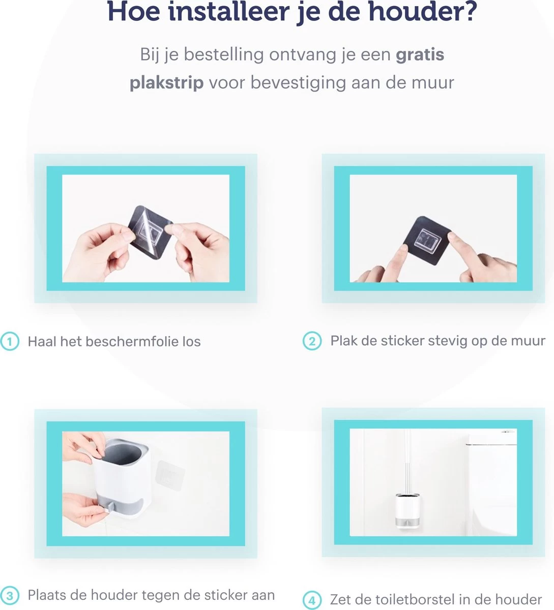 WC Borstel - Toiletborstel - WC Borstel Met Houder - Siliconen Toiletborstel - Vrijstaand Of Hangend - Slimme Lekbak - Optimale Hygiëne - Afbeelding 6