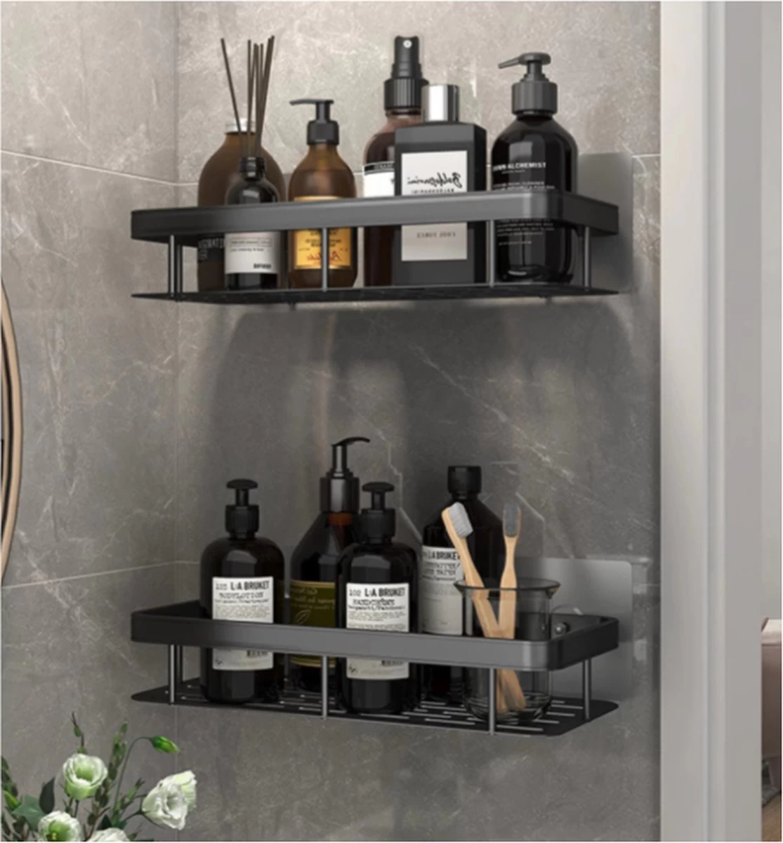 Merkloos Jawes- Wandrek- Zwart- 2stuks- Doucherek- Zonder Te Boren- Wandrek Zonder Boren- Wandrekje - Afbeelding 2