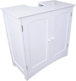 Wastafelkast - Badkamermeubel Met Uitsparing - 60 X 60 X 30 Cm - Wit - Badkamerkast