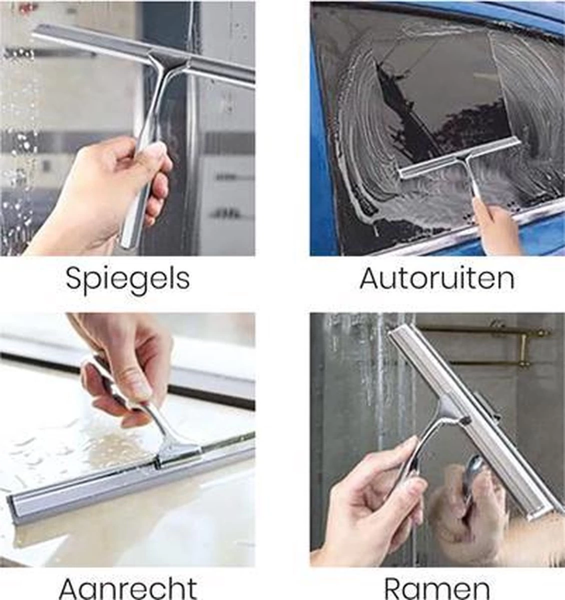 Aquafy Raamwisser RVS - Incl. Douchespons - Douchetrekker Voor Badkamer - Raamwisser Douche - Douchewisser RVS - Luxe Trekker Met Ophanghaak - Afbeelding 4