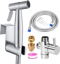 Merkloos Bidet - Handdouche/kraan - Water Sproeier/spray - Toilet/badkamer - Montage Set - 1,5M Slang - Multifunctioneel - RVS – Zilver
