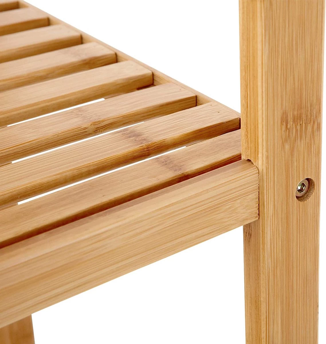 Staand Badkamer Wandrek Met 5 Etages - Smal Opbergrek - 146 Cm Hoog, 33 Cm Breed - Bamboe - Afbeelding 2