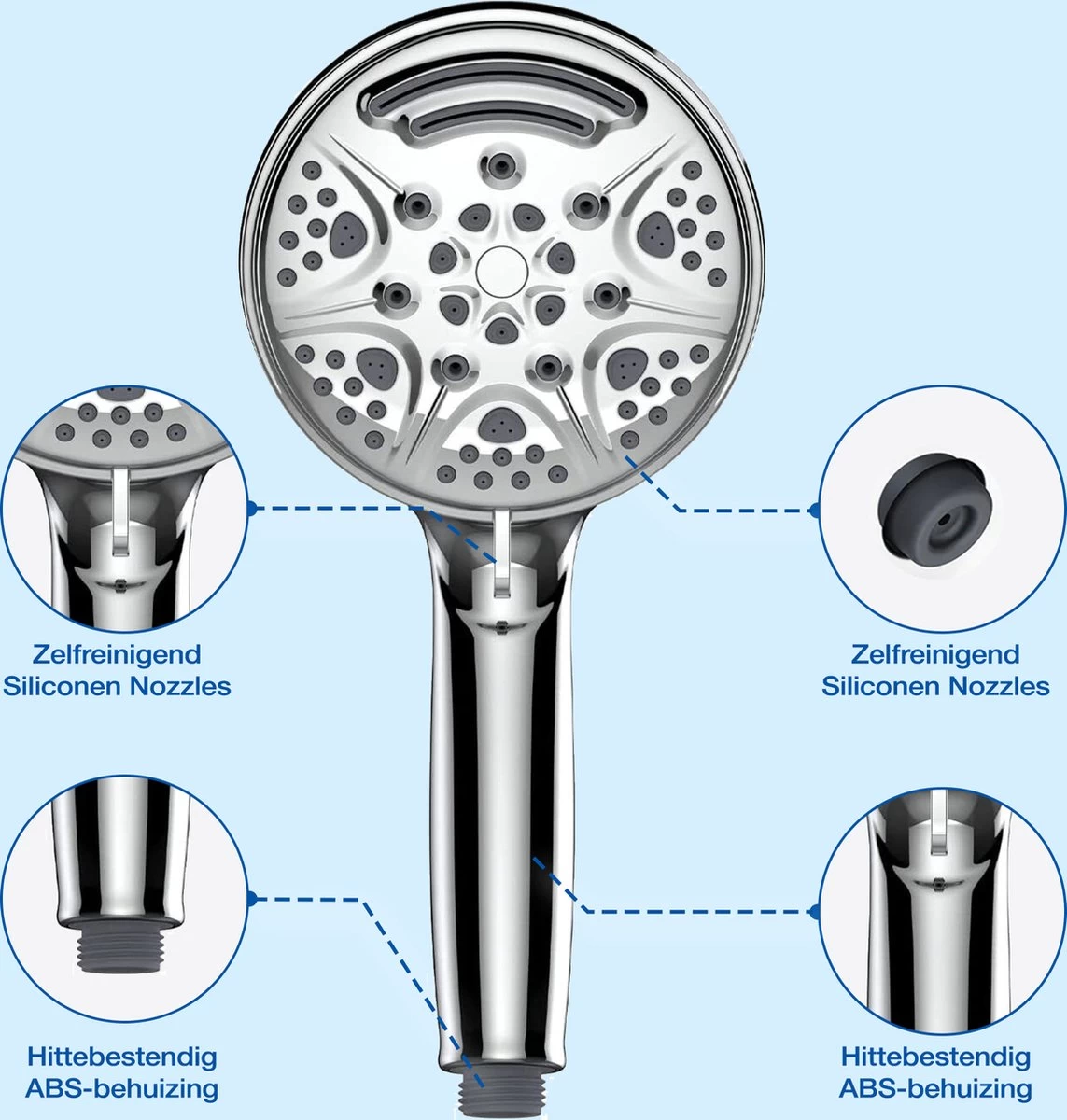 Salvano Douchekop - Waterbesparend - Regendouche - 9 Standen - Afbeelding 8