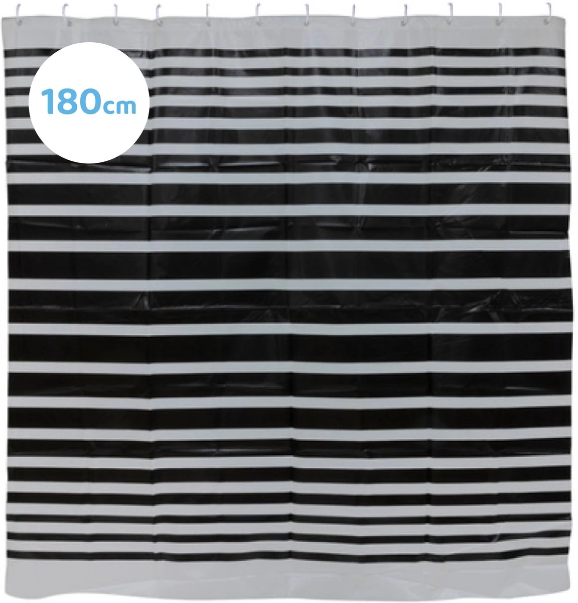 YUNICS® Douchegordijn - Douchegordijnen - Inclusief Ringen - Anti Schimmel - Zwart / Grijs - 180 X 180 Cm