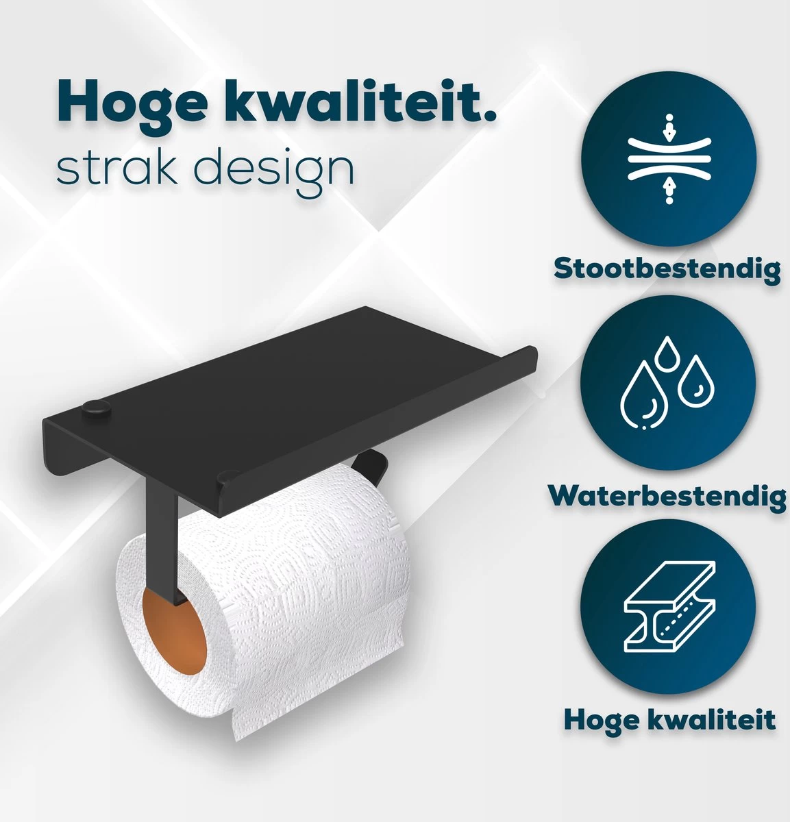 Via Fectio® Toiletrolhouder - Toiletrolhouders - Telefoonhouder - WC Rolhouder - Zonder Klep - RVS (Roestvrij Staal) - Afbeelding 3
