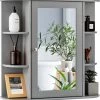 LUXGOODS Spiegelkast, Badkamerkast Met Spiegel, Aan De Muur Bevestigd Opbergkast, Houten Hangend Kast Met Verstelbare Planken & Open Compartimenten, Multifunctioneel Medicijnkastje Voor Badkamer, Woonkamer, Keuken, 66 X 63 X 16,5 Cm (Grijs)