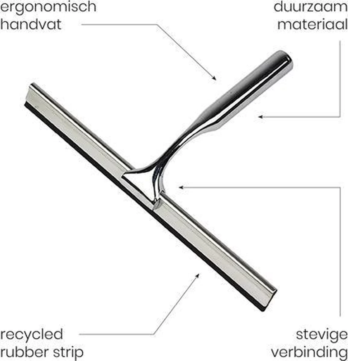 Aquafy Raamwisser RVS - Incl. Douchespons - Douchetrekker Voor Badkamer - Raamwisser Douche - Douchewisser RVS - Luxe Trekker Met Ophanghaak - Afbeelding 10