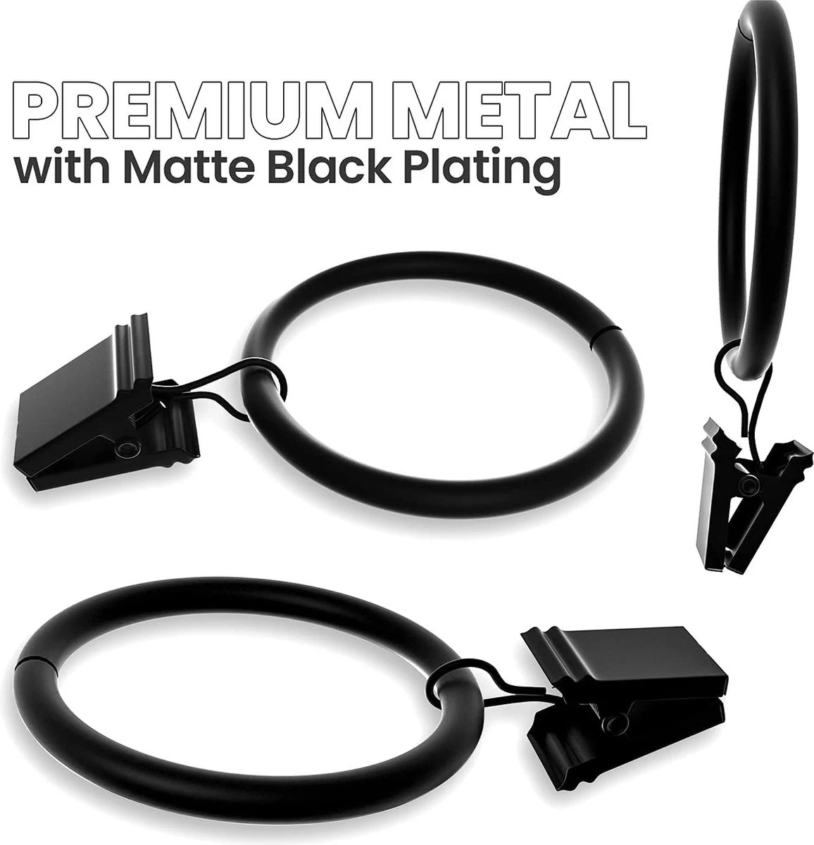 BOTC Gordijnringen Met Klem - 38 MM - Zwarte - Sets Van 20 Stucks - Afbeelding 5