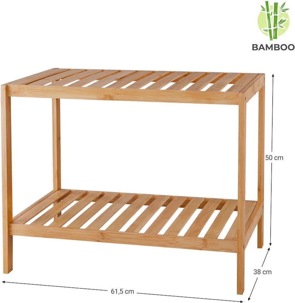 Merkloos Decopatent® Houten Bankje Van Bamboe - Badkamer - Opbergrek - Badkamerkast Rek - Open Badkamerbankje - Opbergen Handdoeken Rek - Afbeelding 6