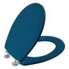 Allibert Wc-bril BOLIVA - Geperst Hout - Verchroomde Scharnieren - Blauw Gelakt