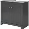 Mara Wastafel Onderkast - Badkamerkast - Wastafelmeubel - Badkamermeubel - Praktisch - Donkergrijs - MDF - 60 X 29 X 60 Cm