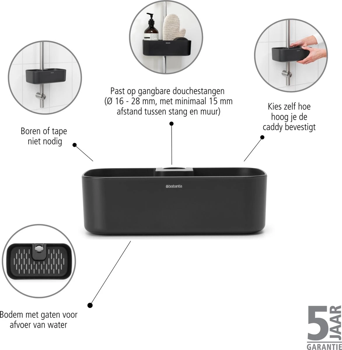 Brabantia ReNew Doucherek - Zonder Boren - Dark Grey - Afbeelding 4