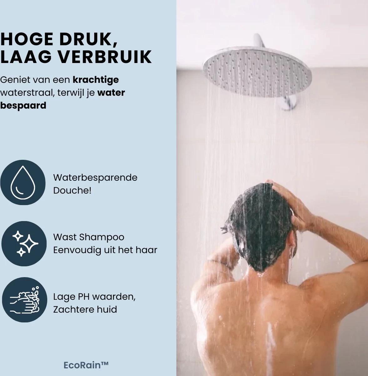 EcoRain™ Waterbesparende Douchekop Mark Met WATERFILTER - 50% Waterbesparend - Regendouche - 5 Sproeistanden - Hoge Druk - Betere Huid - Handdouche - Luxe Moderne Douchekop - Hoge Kwaliteit - Chrome - Afbeelding 10