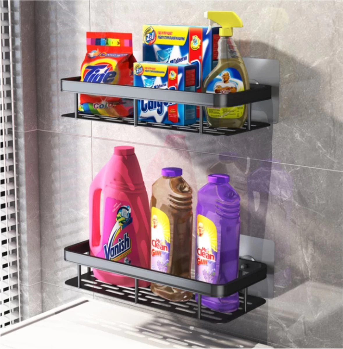 Merkloos Jawes- Wandrek- Zwart- 2stuks- Doucherek- Zonder Te Boren- Wandrek Zonder Boren- Wandrekje - Afbeelding 4