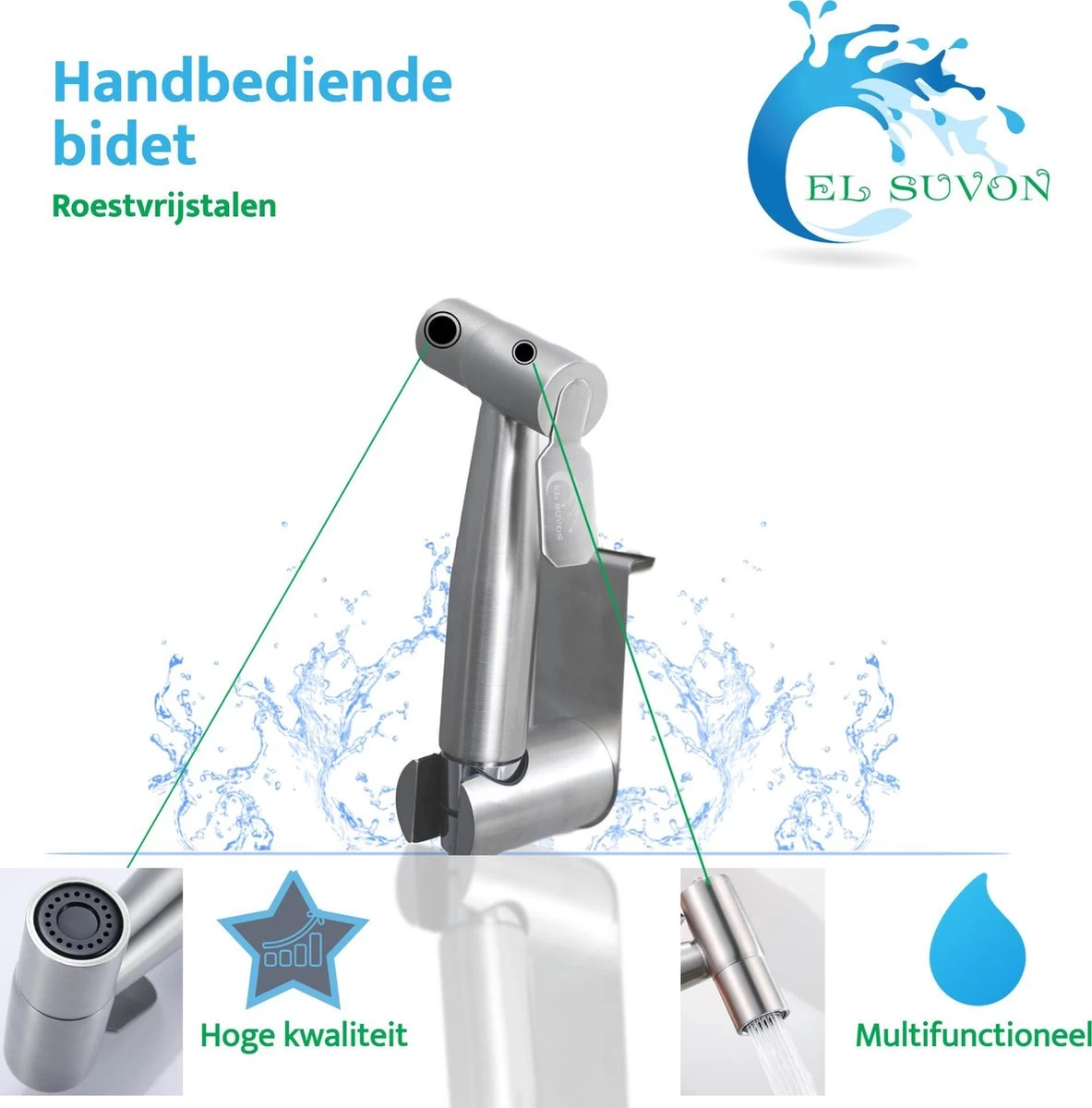 El Suvon® Bidet Handdouche - Shattaf - Bidet Sproeier - Bidetkraan - Afbeelding 4