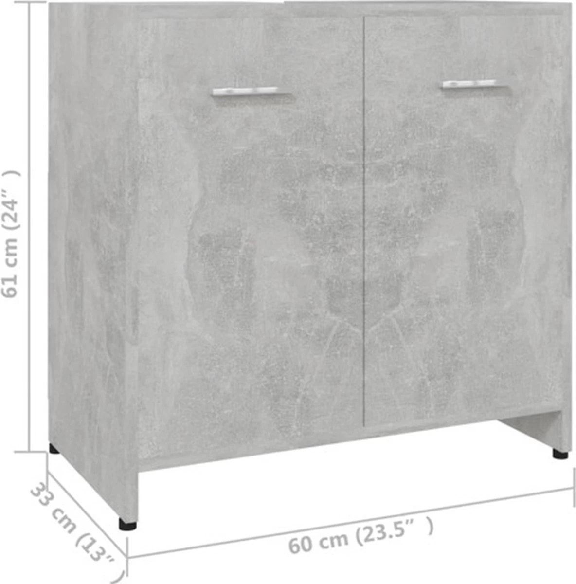 VidaXL Badkamerkast 60x33x61 Cm Spaanplaat Betongrijs - Afbeelding 17