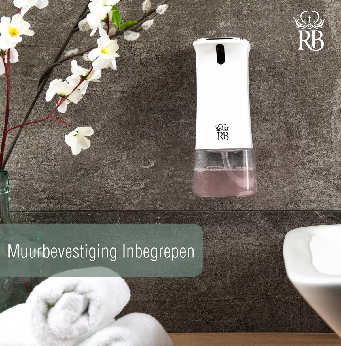 Royal Belinda Automatische Zeepdispenser - 280 ML Schuimdispenser Met Sensor - Wandmontage - No Touch - Zeeppompje - Wit - Afbeelding 8