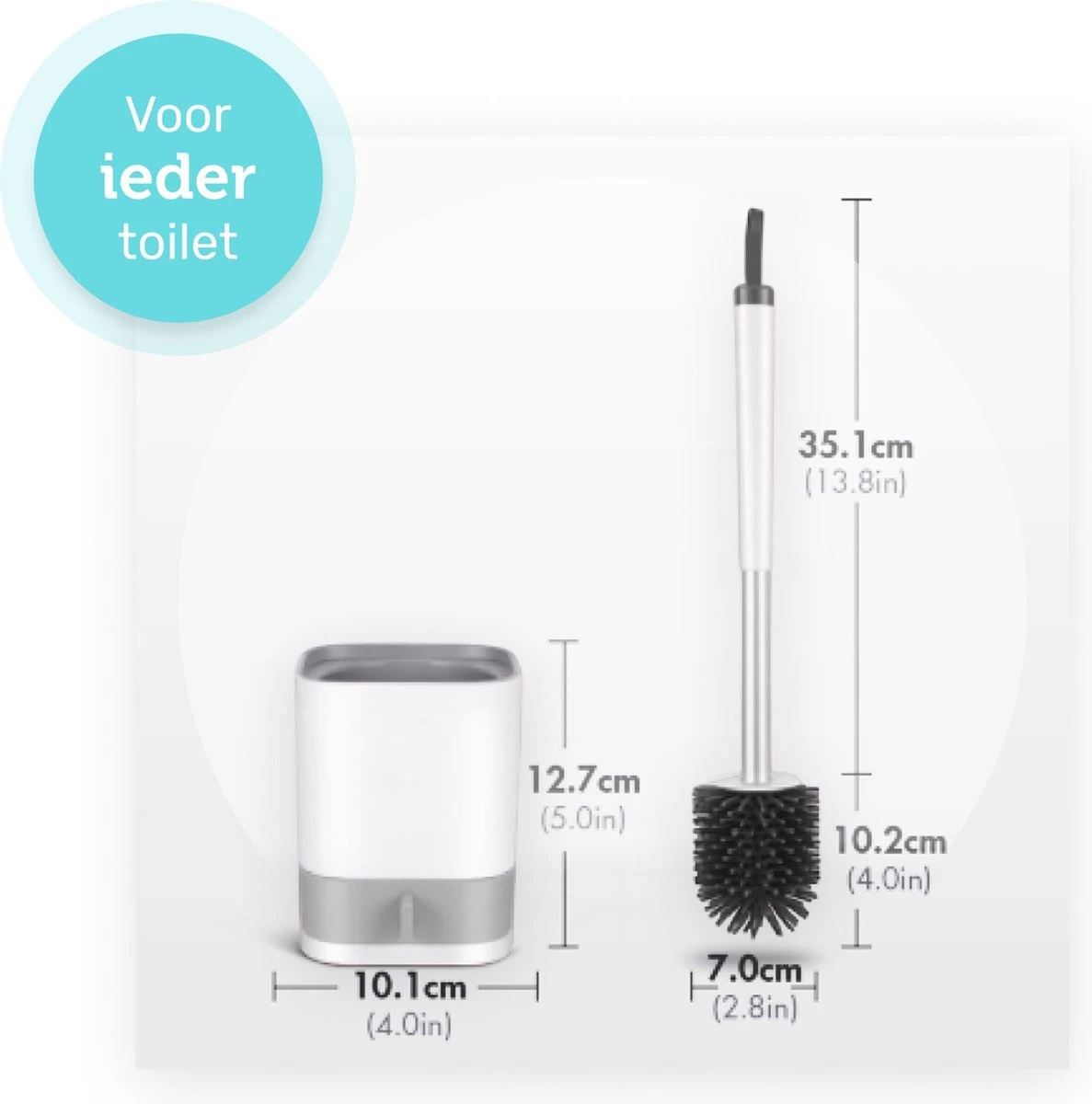 WC Borstel - Toiletborstel - WC Borstel Met Houder - Siliconen Toiletborstel - Vrijstaand Of Hangend - Slimme Lekbak - Optimale Hygiëne - Afbeelding 8