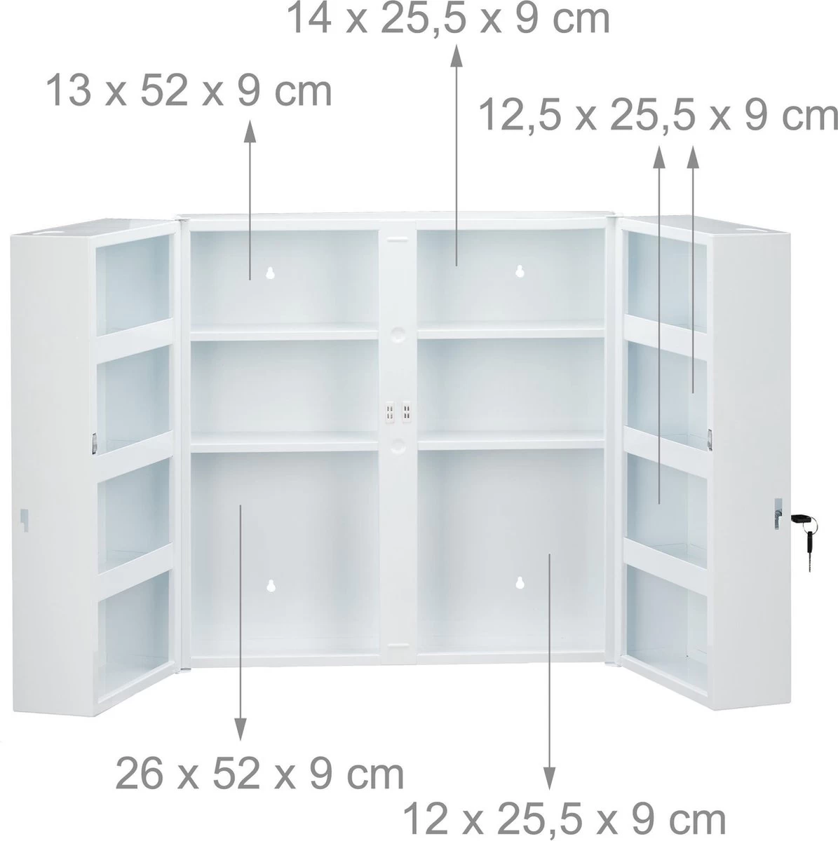 Relaxdays Medicijnkastje Afsluitbaar - Medicatiekastje - Badkamerkast Medicijnen - Wit - Afbeelding 5