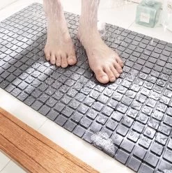 De Millennials Duurzame Antislip Douchemat Of Badmat Grijs Met Zuignappen – 70x40 Cm - Mat Voor In Bad – Anti Slip Douche Cabine Mat – Mat Voor In De Badkamer - Antislipmat -ontwerp Kan Worden Geadsorbeerd Op Gladde Grond En Douchemat