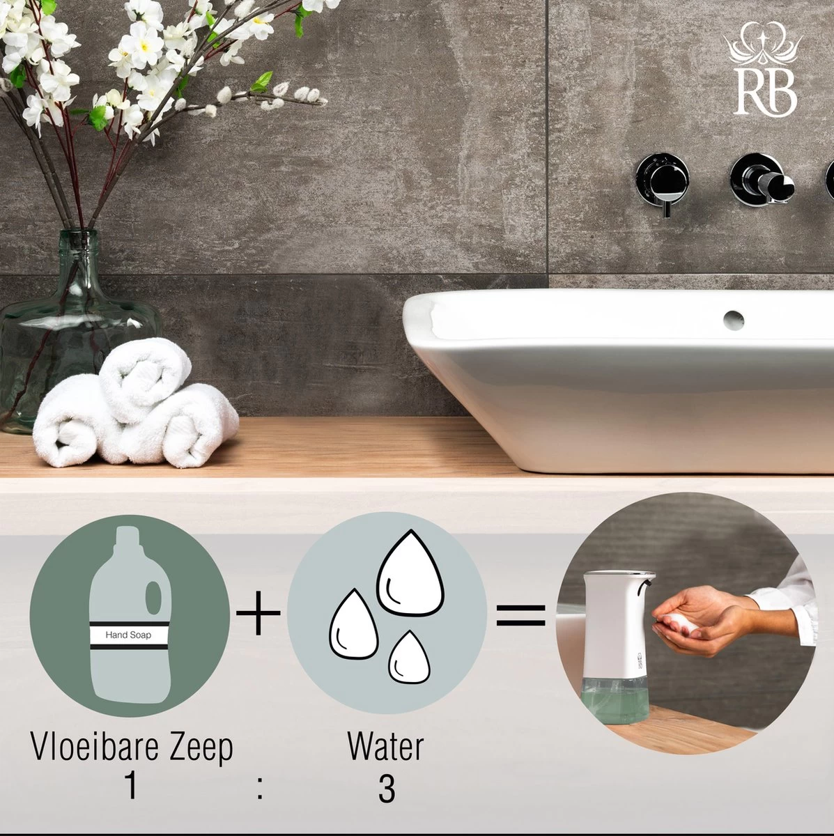 Royal Belinda Automatische Zeepdispenser - 280 ML Schuimdispenser Met Sensor - Wandmontage - No Touch - Zeeppompje - Wit - Afbeelding 2