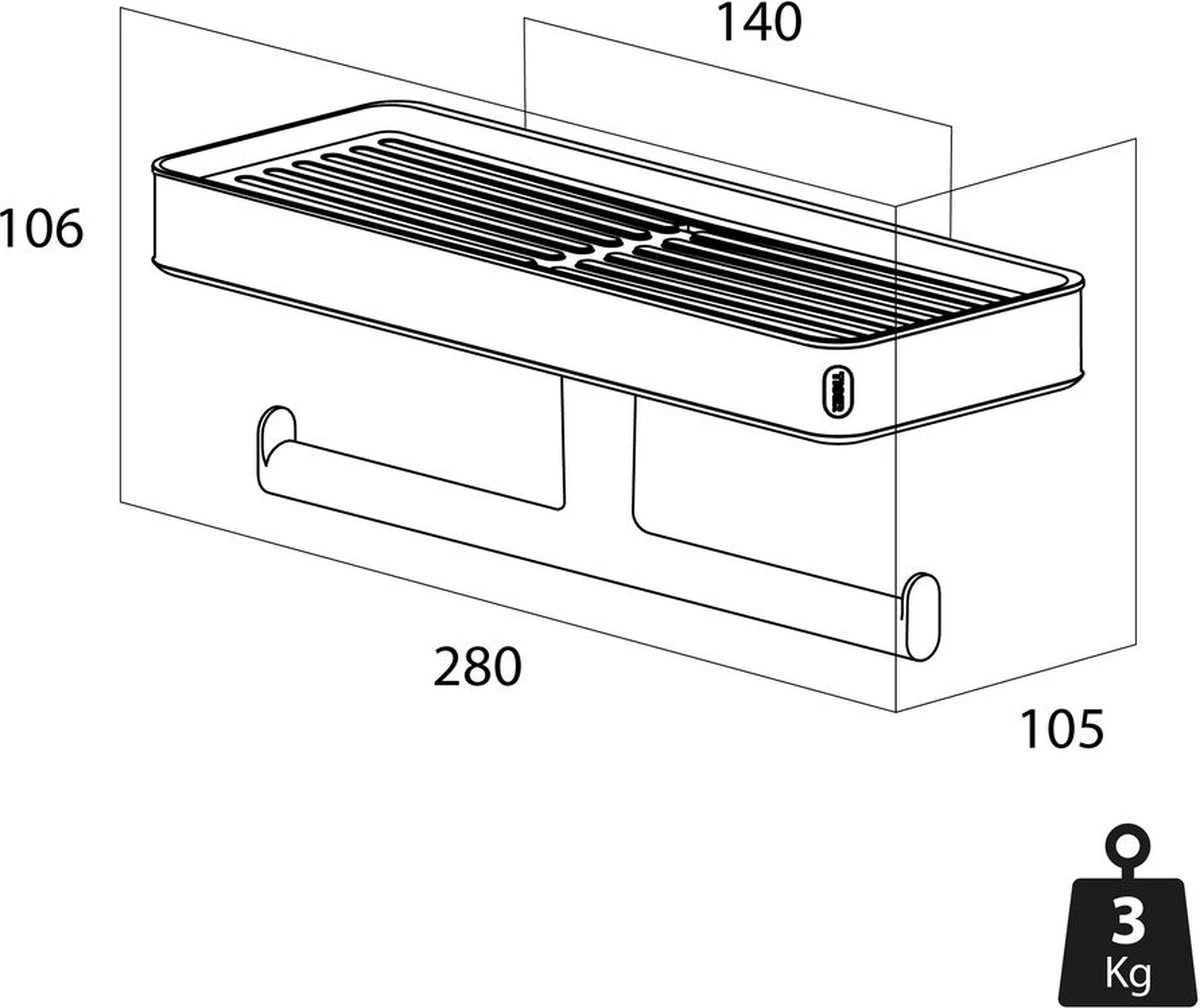 Tiger Carv - Toiletrolhouder Met Planchet - Zwart - Afbeelding 2