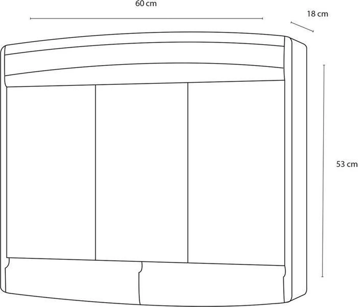 Differnz Topas-eco Spiegelkast- 3-deurs - Met Verlichting - Afbeelding 2
