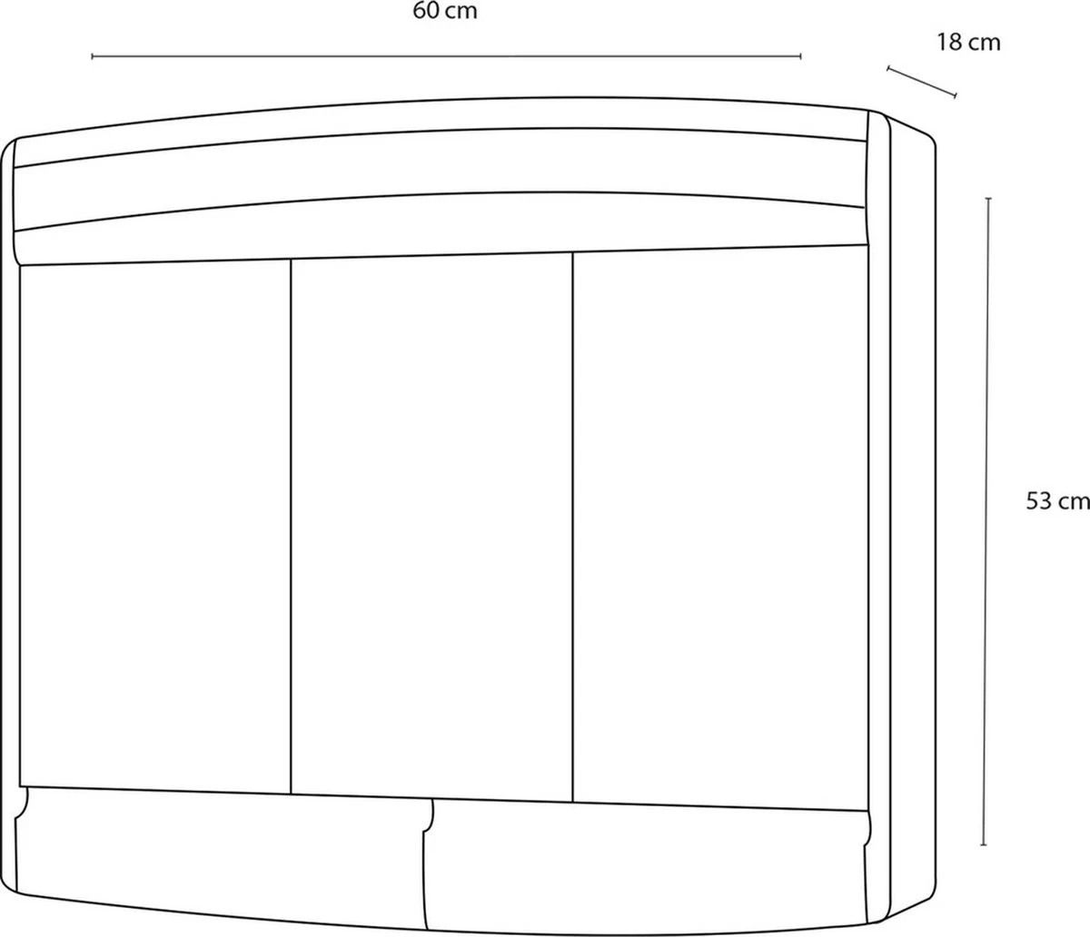 Differnz Topas-eco Spiegelkast- 3-deurs - Met Verlichting - Afbeelding 3