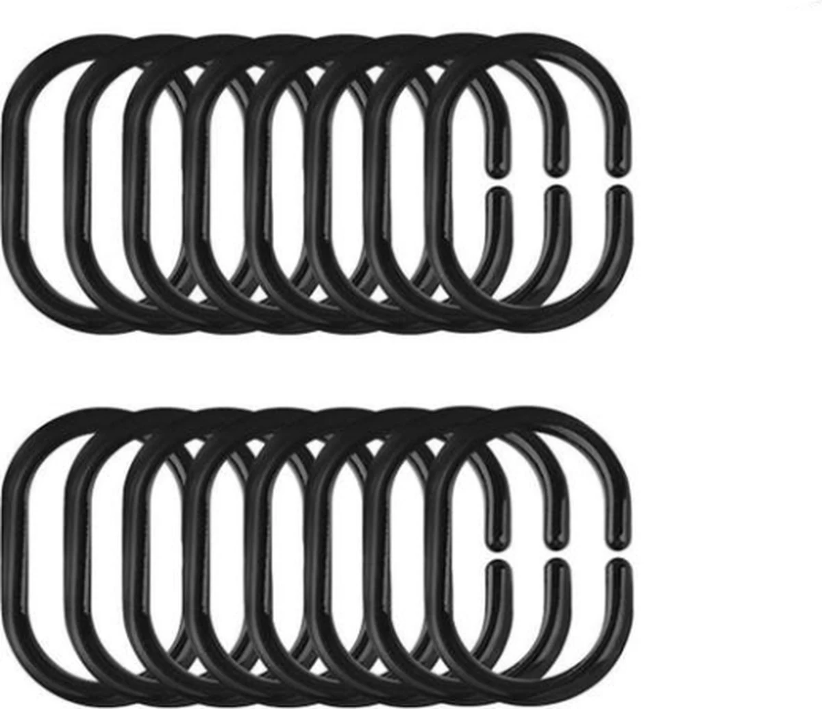FSW-Products - 12 Stuks - Gordijnringen - 4.6x2.9cm - Buigbaar - Douchegordijn - Ringen Voor Gordijnen - Ring - Gordijnhaken - Haken - Gordijn - Douchegordijnringen - Zwart - Afbeelding 4