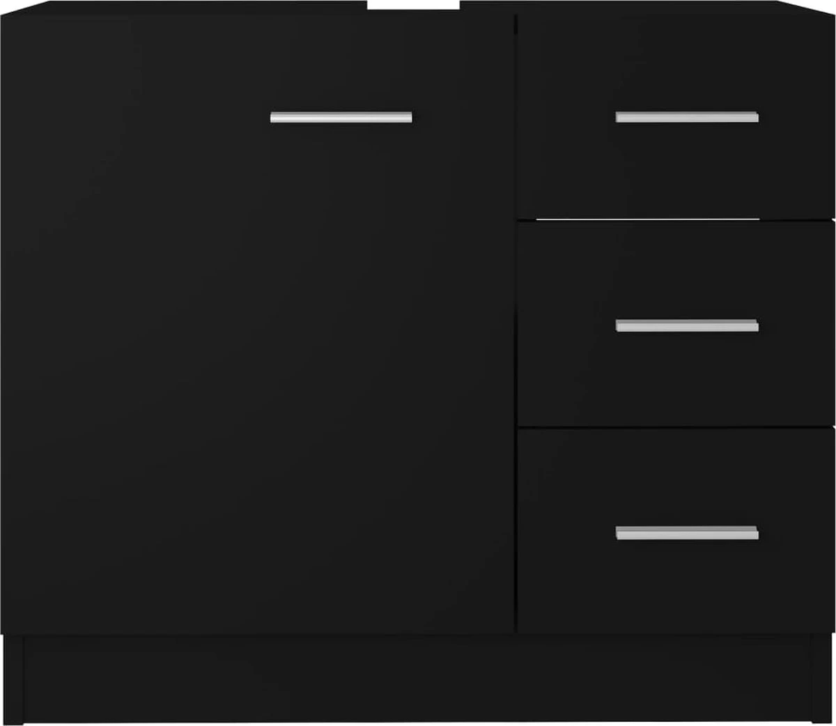 VidaXL Wastafelkast 63x30x54 Cm Spaanplaat Zwart - Afbeelding 9