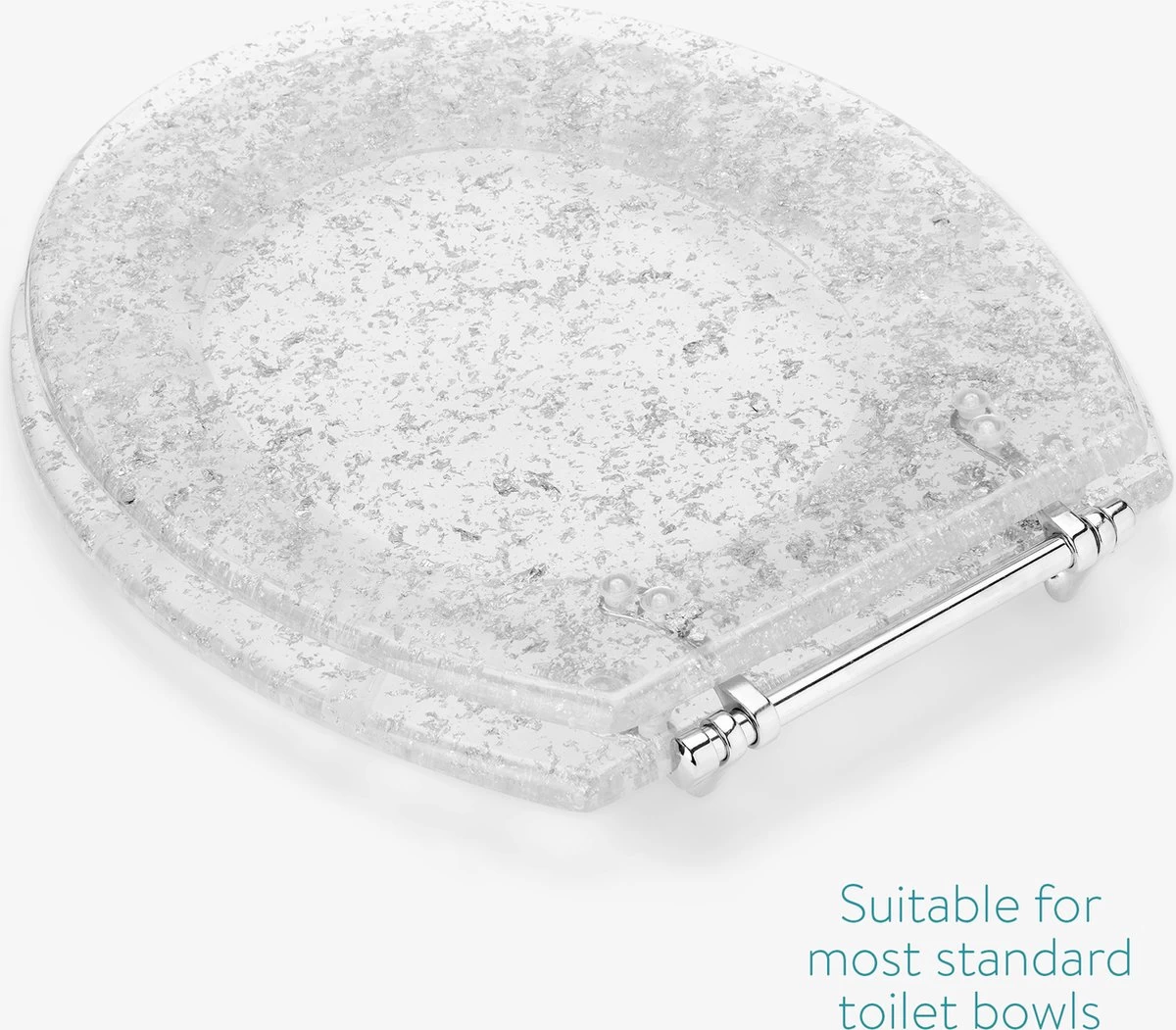 Navaris Toiletbril Met Glitter Design - Transparante Wc-bril 42 X 36 X 4,5 Cm - Makkelijk Te Bevestigen - Afbeelding 4