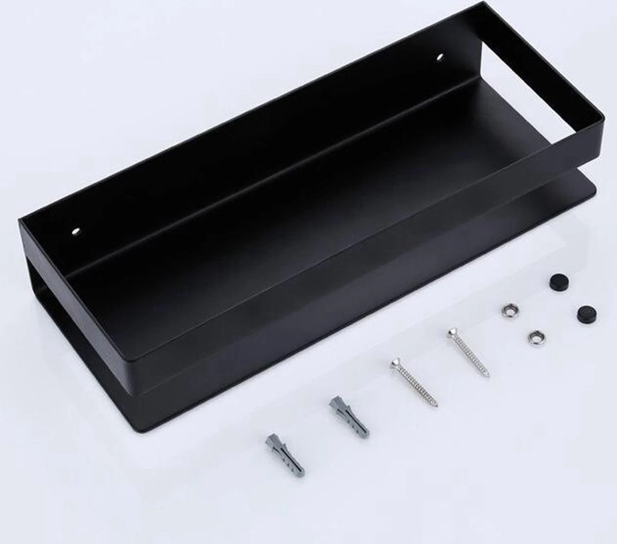 Merkloos Doucherek- Douchemand- Badkamerrek- Badkamer Organiser- Badkamer Organizer-Rekje Voor In De Douche- Badkamer Plank-Rekje Voor Shampoo- RVS- Zonder Boren- Zelfklevend- Rechthoek Vorm- Met Of Zonder Schroeven- Ophangbaar- Met Lijm- 20 Cm- Zwart - Afbeelding 9