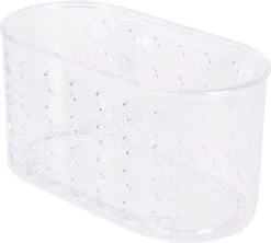 Douchebakje Transparant Met Zuignappen - 15.5 X 8 X 8 Cm - Inhoud 1 Liter - Badkamerspullen Bakjes - Badkamer Opbergbakjes / Organizers