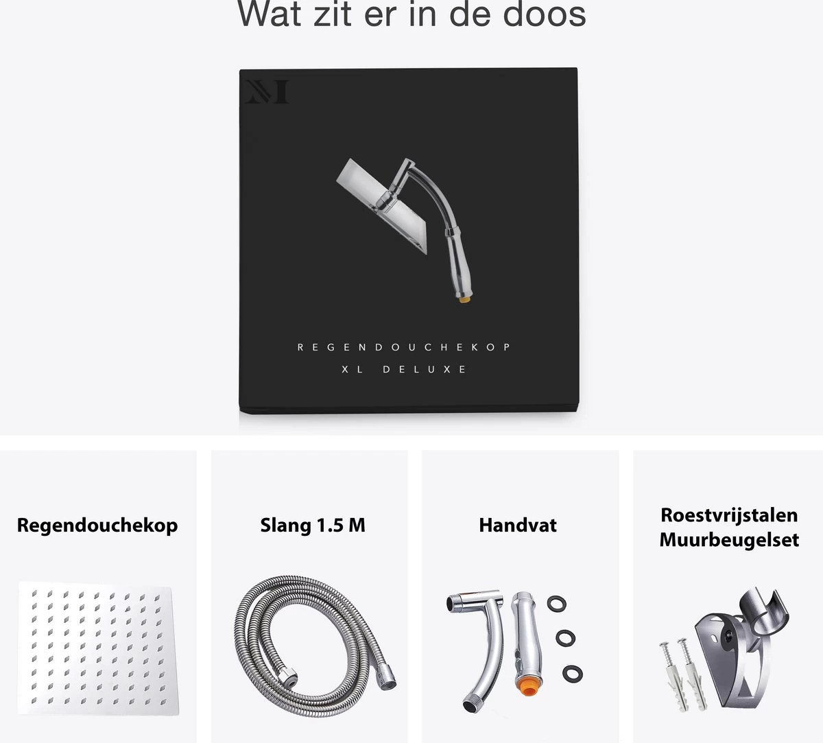 Regendouchekop XL Deluxe - ø28 Cm - Met Slang En Houder - Tijdelijk Met Cadeau - Douchekop - Regendouche - Handdouche - Hoge Druk - Roestvrij Staal - Wellness - Spa - Afbeelding 5