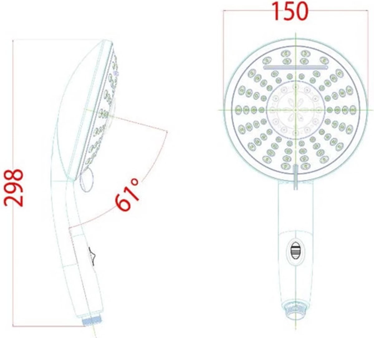 SCHÜTTE Niagara Handdouche - Douchekop Ø 15 Cm - 5 Standen - Watervaluitloop - Waterstop - Chroom - Afbeelding 12