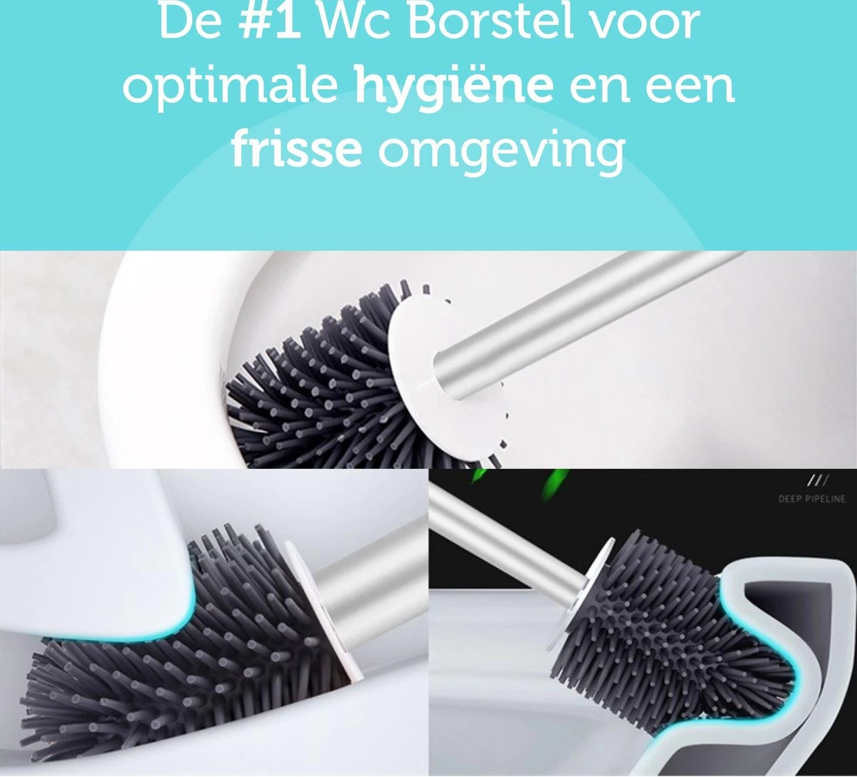 WC Borstel - Toiletborstel - WC Borstel Met Houder - Siliconen Toiletborstel - Vrijstaand Of Hangend - Slimme Lekbak - Optimale Hygiëne - Afbeelding 3