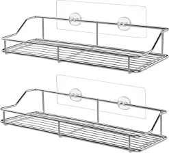 LifeGoods Zelfklevend Doucherek - 2 Stuks - Hangend Badkamer Rekje - Zonder Boren En Schroeven - RVS