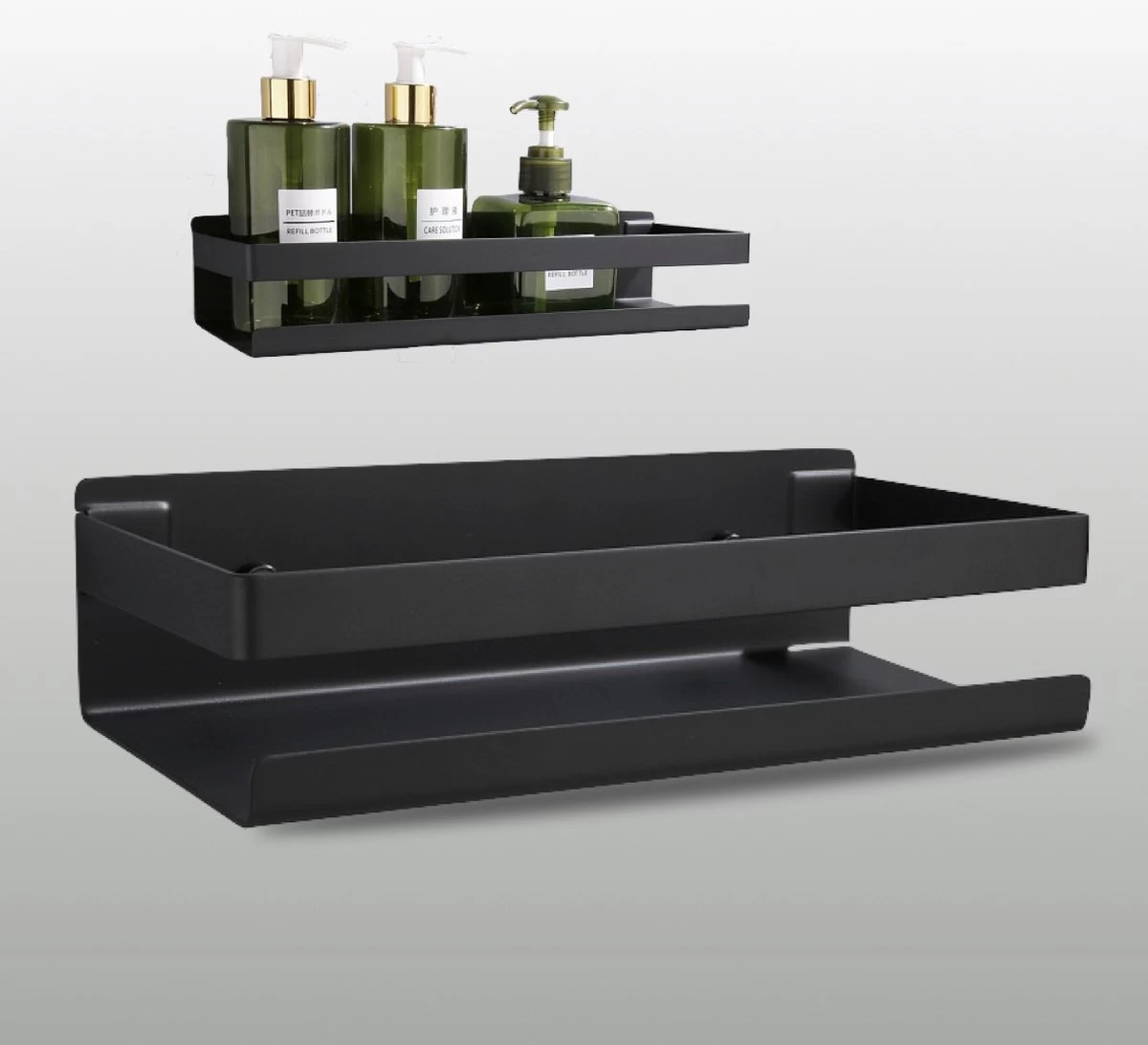 Merkloos GDRN - Doucherek Zwart - Zonder Boren - Doucherekjes - Hangend - Zwart - RVS