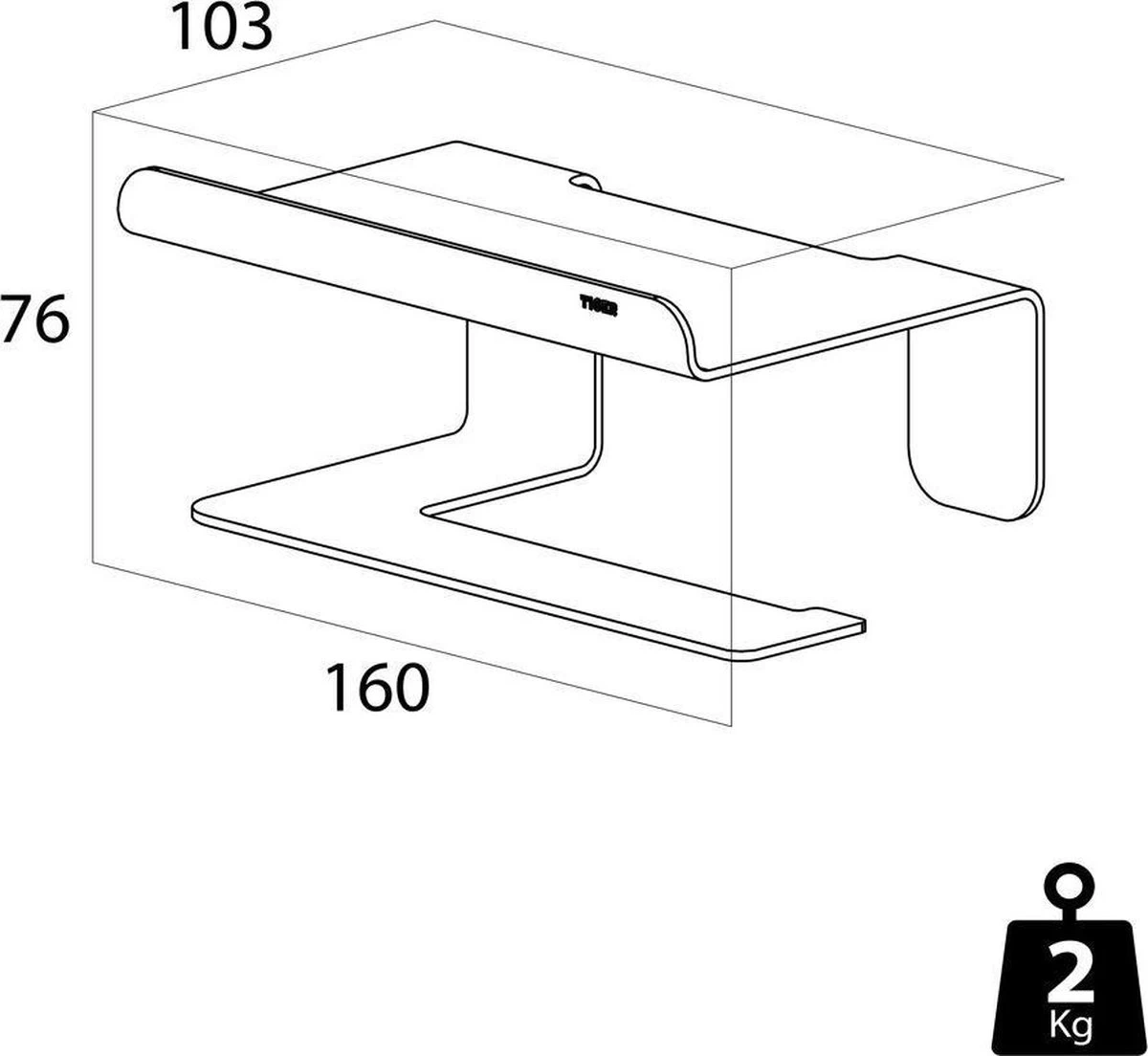 Tiger Colar - Toiletrolhouder Met Planchet - Zwart - Afbeelding 8