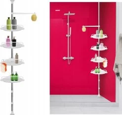 Merkloos Telescopisch Douche Rek - Verstelbaar Hoekrek - Staand Wand Douchemand Wandrek - Badkamer Rek