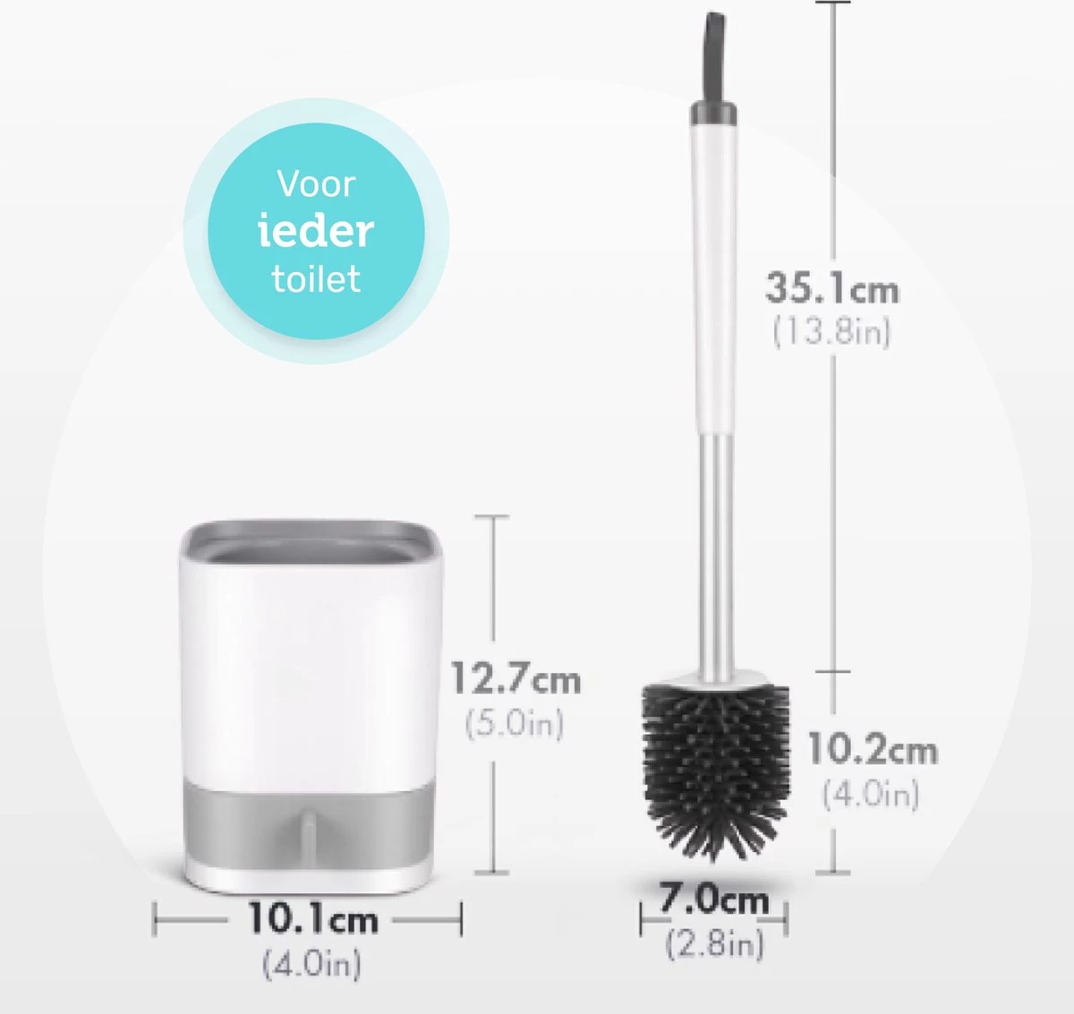 WC Borstel - Toiletborstel - WC Borstel Met Houder - Siliconen Toiletborstel - Vrijstaand Of Hangend - Slimme Lekbak - Optimale Hygiëne - Afbeelding 7